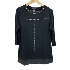 Olsen Black Silver Studded Chiffon Blouse